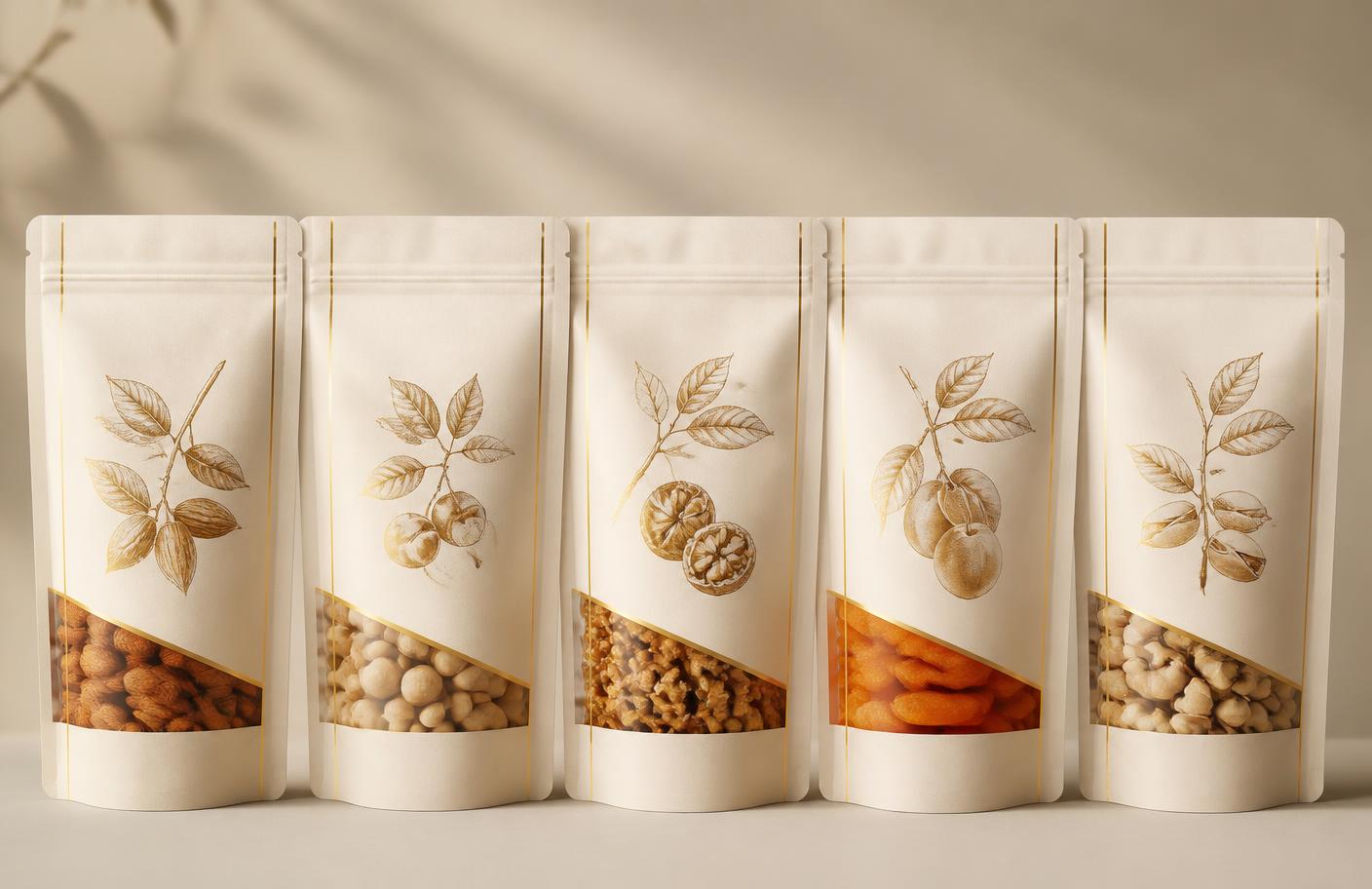 Doypacks 90 g Maison Alpéra alignés